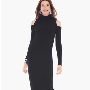 Black BEBE Cold Shoulder Dress w Side Cut Outs